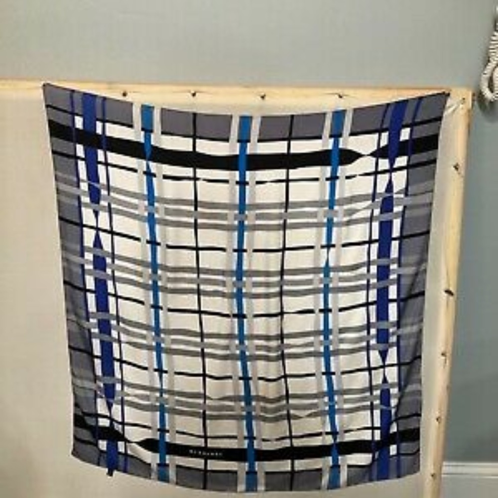 Vintage Burberry Classic Plaid Check Silk Scarf ~